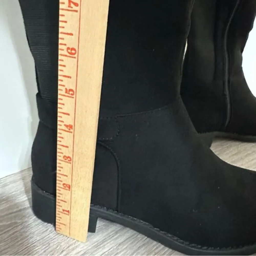OVER THEE KNEE BLACK FAUX SUEDE‎ EQUESTRIAN BOOTS NWT